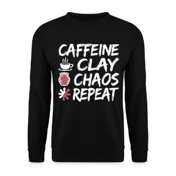 Caffeine Clay Chaos Repeat Design - Unisex Sweatshirt - black - Front - Alina (178cm) & Michal (187cm)