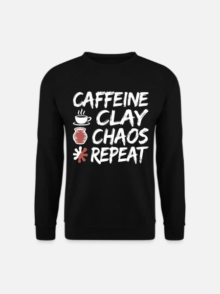 Caffeine Clay Chaos Repeat Design - Unisex Sweatshirt - black