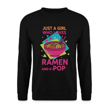 Nur ein Mädchen, das Ramen und koreanische K-Pop-Musik liebt - Unisex Pullover - Schwarz - Vorne - Alina (178cm) & Michal (187cm)