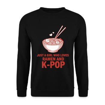 Nur ein Mädchen, das Ramen und koreanische K-Pop-Musik liebt - Unisex Pullover - Schwarz - Vorne - Alina (178cm) & Michal (187cm)