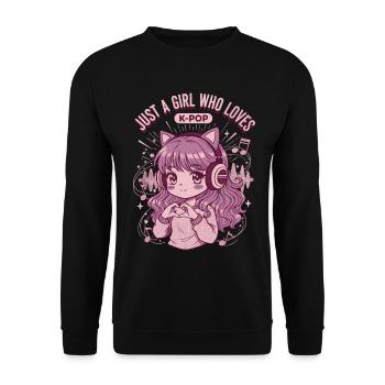 Juste une fille qui adore le K-pop, anime mignon, pop coréenne - Sweat-shirt Unisexe - noir - Devant - Alina (178cm) & Michal (187cm)