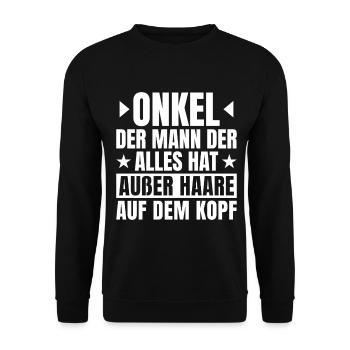 Oncle chauve qui dit - Sweat-shirt Unisexe - noir - Devant - Alina (178cm) & Michal (187cm)