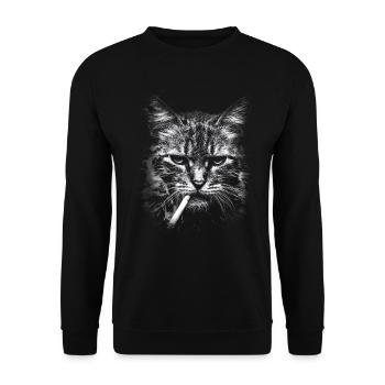 Fumer, cigarette, chat fumer une cigarette - Sweat-shirt Unisexe - noir - Devant - Alina (178cm) & Michal (187cm)