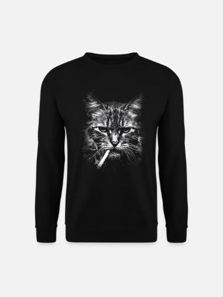 Fumer, cigarette, chat fumer une cigarette - Sweat-shirt Unisexe - noir