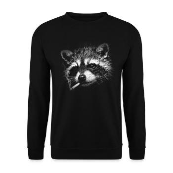 Fumer, cigarette, raton laveur fumer une cigarette - Sweat-shirt Unisexe - noir - Devant - Alina (178cm) & Michal (187cm)