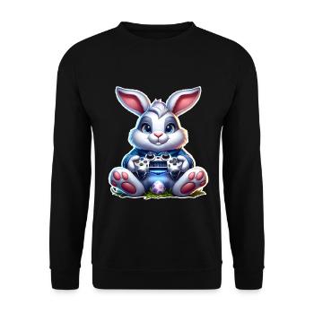Osterhase Gaming Gamer - Unisex Pullover - Schwarz - Vorne - Alina (178cm) & Michal (187cm)