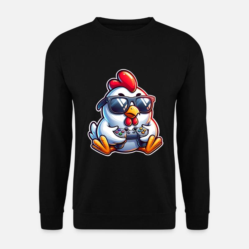 Gamer Huhn mit Controller - Unisex Pullover - Schwarz