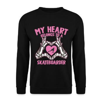 Herz fürs Skaten – Skateboarder Liebe - Unisex Pullover - Schwarz - Vorne - Alina (178cm) & Michal (187cm)