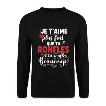 Ich liebe dich lauter als du schnarchende, humorvolle Paar - Unisex Pullover - Schwarz - Vorne - Alina (178cm) & Michal (187cm)