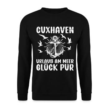 CUXHAVEN HOLIDAY BY THE SEA PURE HAPPINESS Funny - Unisex Sweatshirt - black - Front - Alina (178cm) & Michal (187cm)