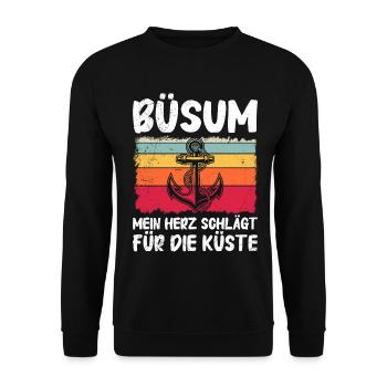 BÜSUMER MON CŒUR BAT POUR LA CÔTE - Sweat-shirt Unisexe - noir - Devant - Alina (178cm) & Michal (187cm)