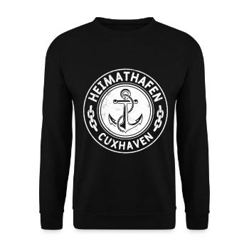 Cuxhavener HEIMATHAFEN CUXHAVEN Lustiges - Unisex Pullover - Schwarz - Vorne - Alina (178cm) & Michal (187cm)