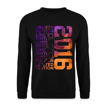 LIMITED EDITION 2016 BASKETBALL 10. GEBURTSTAG - Unisex Pullover - Schwarz - Vorne - Alina (178cm) & Michal (187cm)