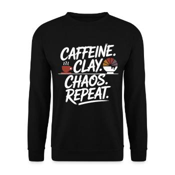 Caffeine Clay Chaos Repeat Design - Unisex Sweatshirt - black - Front - Alina (178cm) & Michal (187cm)