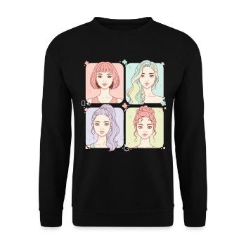 Kpop Korean Pop Cute Anime Korea Girl Music Love - Unisex Sweatshirt - black - Front - Alina (178cm) & Michal (187cm)