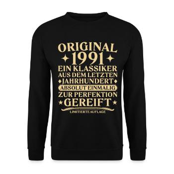 Original 1991 Klassiker Letztes Jahrhundert - Unisex Pullover - Schwarz - Vorne - Alina (178cm) & Michal (187cm)