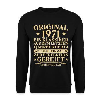 Original 1971 Klassiker Letztes Jahrhundert - Unisex Pullover - Schwarz - Vorne - Alina (178cm) & Michal (187cm)