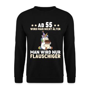 55th Birthday Unicorn – You Only Get Fluffier - Unisex Sweatshirt - black - Front - Alina (178cm) & Michal (187cm)