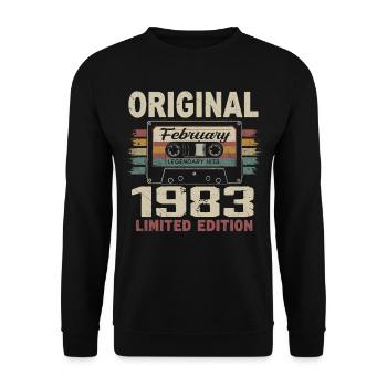 Februar 1983, Februar 1983 Geburtstagsgeschenk - Unisex Pullover - Schwarz - Vorne - Alina (178cm) & Michal (187cm)