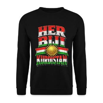 Her Biji Kurdistan Kurde Kurden - Unisex Pullover - Schwarz - Vorne - Alina (178cm) & Michal (187cm)