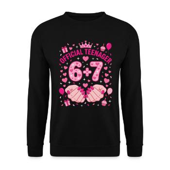 Official Teenager 13th 6+7 Hearts - Unisex Sweatshirt - black - Front - Alina (178cm) & Michal (187cm)