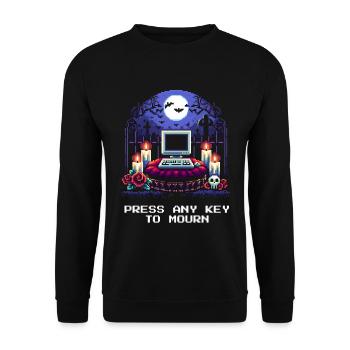 Any Key to Mourn | Undertaker humor - Unisex Sweatshirt - black - Front - Alina (178cm) & Michal (187cm)