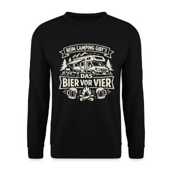Camping | Bier vor Vier - Unisex Pullover - Schwarz - Vorne - Alina (178cm) & Michal (187cm)