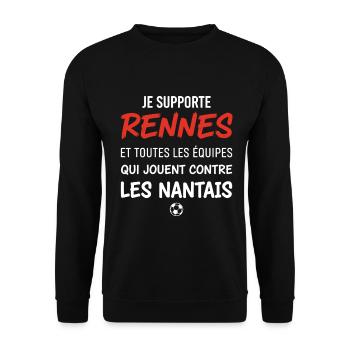 Humour football Rennes derby Bretagne Nantes - Sweat-shirt Unisexe - noir - Devant - Alina (178cm) & Michal (187cm)