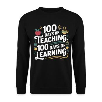 100 Tage Lehren und Lernen - Unisex Pullover - Schwarz - Vorne - Alina (178cm) & Michal (187cm)