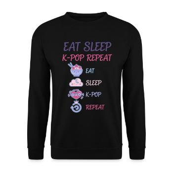 Mange, Dors, K-Pop, Répète de la musique coréenne, Anime mignon. - Sweat-shirt Unisexe - noir - Devant - Alina (178cm) & Michal (187cm)