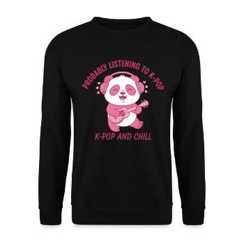 Probably Listening To K-Pop And Chill Panda - Unisex Sweatshirt - black - Front - Alina (178cm) & Michal (187cm)