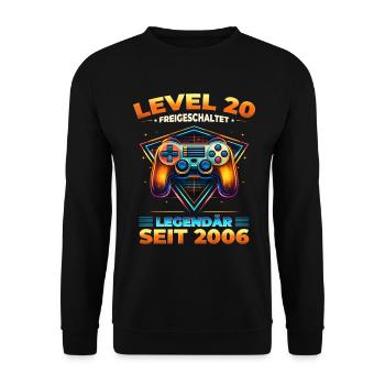 20th Birthday Gamer Shirt Level 20 Vintage 2006 - Unisex Sweatshirt - black - Front - Alina (178cm) & Michal (187cm)