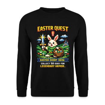Easter Quest Pixel Bunny and Loot Basket - Unisex Sweatshirt - black - Front - Alina (178cm) & Michal (187cm)