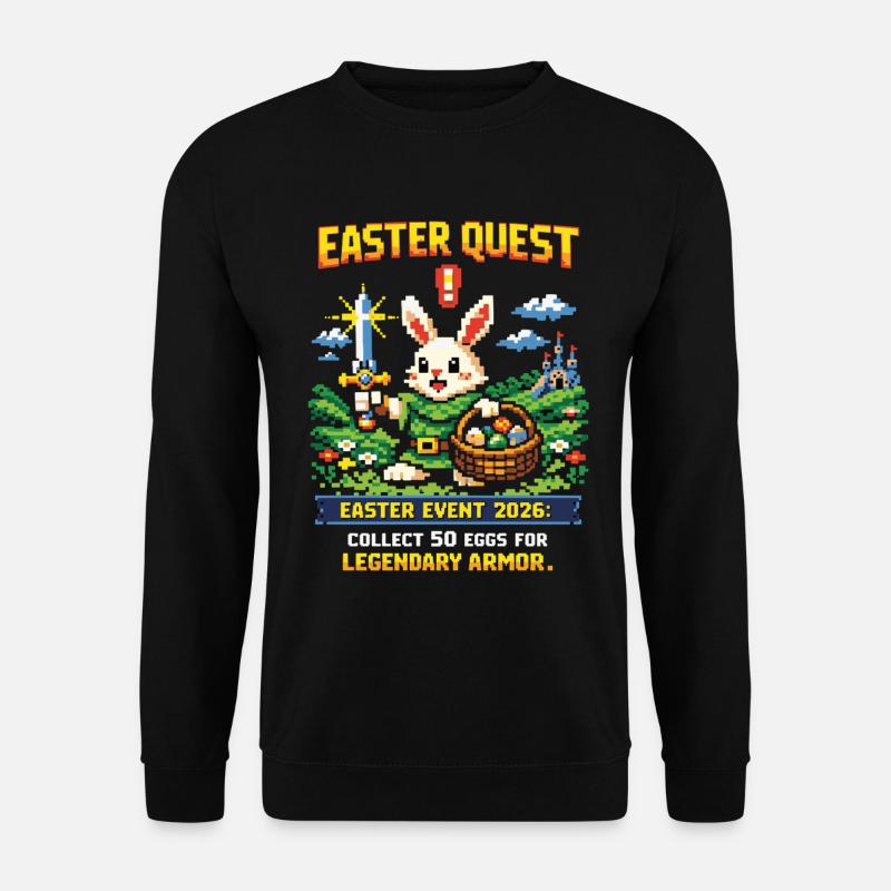 Easter Quest Pixelhase und Lootkorb - Unisex Pullover - Schwarz