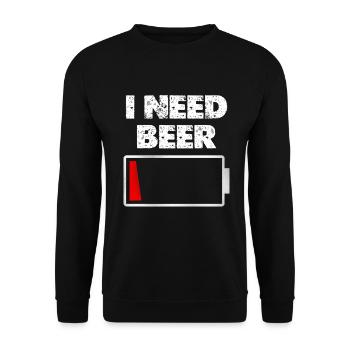 J’ai besoin de bière – Batterie vide - Sweat-shirt Unisexe - noir - Devant - Alina (178cm) & Michal (187cm)
