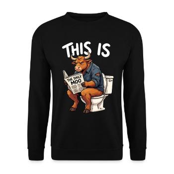 This Is Bull - Funny Bull On Toilet Graphic - Unisex Sweatshirt - black - Front - Alina (178cm) & Michal (187cm)