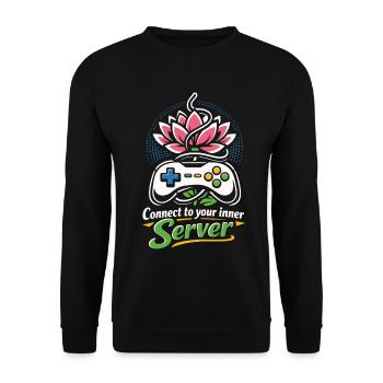 Connect to your inner Server - Gamer Yoga - Unisex Sweatshirt - black - Front - Alina (178cm) & Michal (187cm)