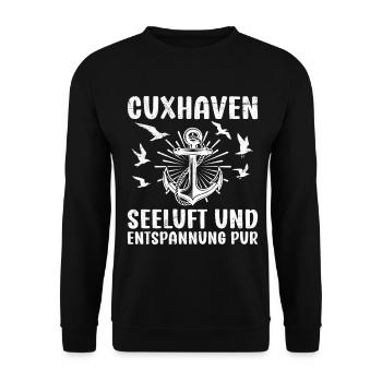 CUXHAVEN SEA AIR AND PURE RELAXATION Fun - Unisex Sweatshirt - black - Front - Alina (178cm) & Michal (187cm)
