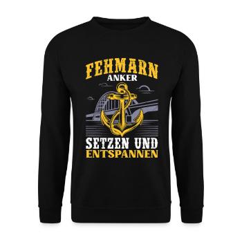 Sailor FEHMARN ANCHOR AND RELAX Funny - Unisex Sweatshirt - black - Front - Alina (178cm) & Michal (187cm)