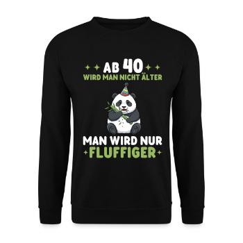 Panda des 40 ans - Tu deviens plus duveteux - Sweat-shirt Unisexe - noir - Devant - Alina (178cm) & Michal (187cm)