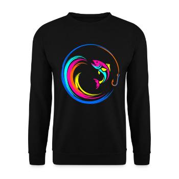 Fish Fish Hook - Unisex Sweatshirt - black - Front - Alina (178cm) & Michal (187cm)