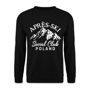 Après Ski Social Club Poland Skiing - Unisex Sweatshirt - black - Front - Alina (178cm) & Michal (187cm)