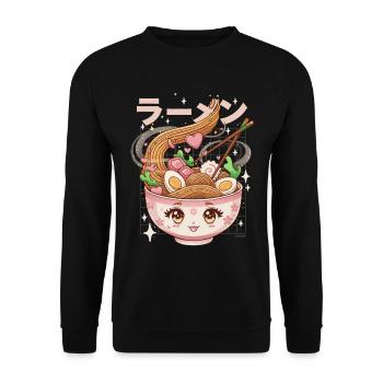 Ramen kawaii en bol coeurs girly - Sweat-shirt Unisexe - noir - Devant - Alina (178cm) & Michal (187cm)