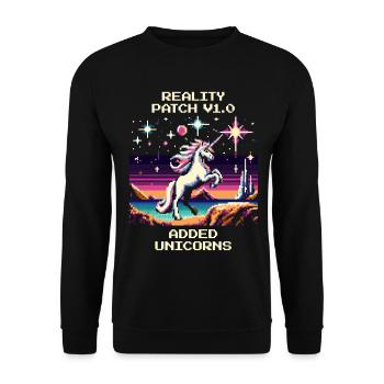 Reality Patch 1.0 | Licornes ajoutées - Sweat-shirt Unisexe - noir - Devant - Alina (178cm) & Michal (187cm)