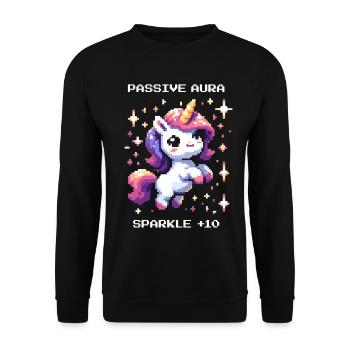 Passive Aura Active | Glitter Bonus - Unisex Sweatshirt - black - Front - Alina (178cm) & Michal (187cm)