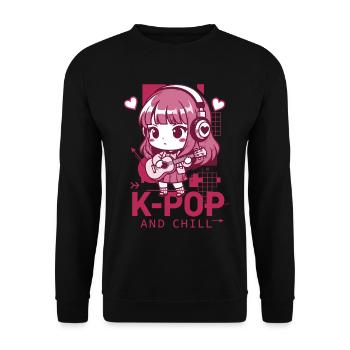K-POP UND CHILL Kpop Koreanische Musik Anime Niedlich - Unisex Pullover - Schwarz - Vorne - Alina (178cm) & Michal (187cm)