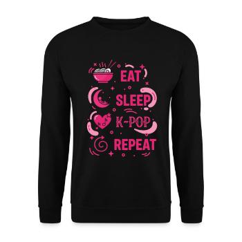 Mange, dors, K-Pop, rediffusion, musique coréenne, Kpop, amour. - Sweat-shirt Unisexe - noir - Devant - Alina (178cm) & Michal (187cm)