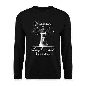 Island RÜGEN COAST AND PEACE Lighthouse Fun - Unisex Sweatshirt - black - Front - Alina (178cm) & Michal (187cm)