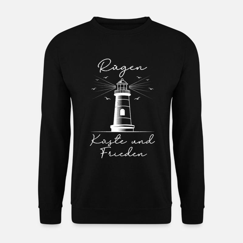 Insel RÜGEN KÜSTE UND FRIEDEN Leuchtturm Lustiges - Unisex Pullover - Schwarz