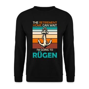 Retraités MAISON DE RETRAITE PEUT ATTENDRE : FERRY POUR RÜGEN - Sweat-shirt Unisexe - noir - Devant - Alina (178cm) & Michal (187cm)